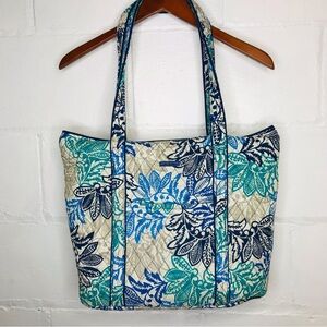 Vera Bradley Santiago Signature Hadley East West Tote Bag Purse  Pockets Blue